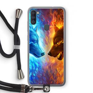 CaseCompany Fire & Ice: Samsung Galaxy A11 Transparant Hoesje met koord