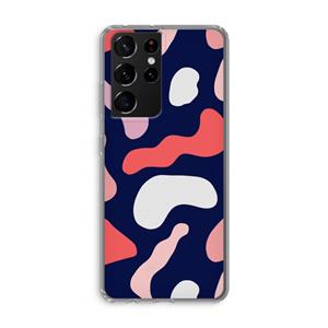 CaseCompany Memphis Shapes Pink: Samsung Galaxy S21 Ultra Transparant Hoesje