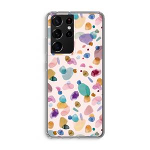 CaseCompany Terrazzo Memphis Pink: Samsung Galaxy S21 Ultra Transparant Hoesje