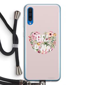 CaseCompany GRL PWR Flower: Samsung Galaxy A50 Transparant Hoesje met koord