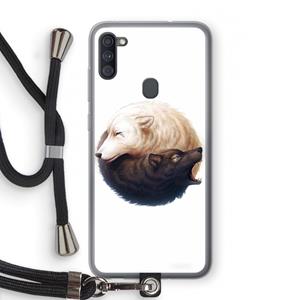 CaseCompany Yin Yang Wolves: Samsung Galaxy A11 Transparant Hoesje met koord