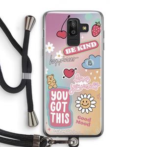 CaseCompany Positivity: Samsung Galaxy J8 (2018) Transparant Hoesje met koord