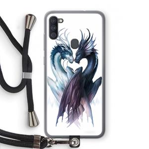 CaseCompany Yin Yang Dragons: Samsung Galaxy A11 Transparant Hoesje met koord