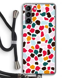 CaseCompany Colored Giraffe: Samsung Galaxy S21 Transparant Hoesje met koord