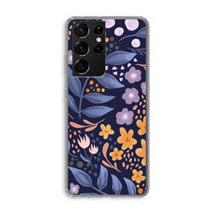CaseCompany Flowers with blue leaves: Samsung Galaxy S21 Ultra Transparant Hoesje