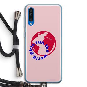 CaseCompany Run The World: Samsung Galaxy A50 Transparant Hoesje met koord