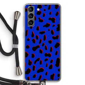 CaseCompany Blue Leopard: Samsung Galaxy S21 Transparant Hoesje met koord