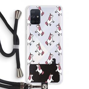 CaseCompany Eenhoorns overal: Samsung Galaxy A71 Transparant Hoesje met koord