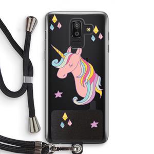 CaseCompany Roze eenhoorn: Samsung Galaxy J8 (2018) Transparant Hoesje met koord