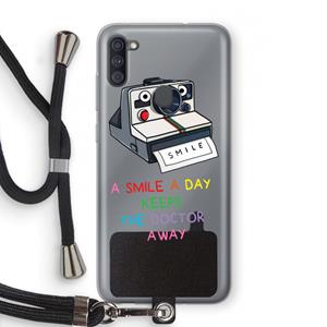 CaseCompany Smile: Samsung Galaxy A11 Transparant Hoesje met koord