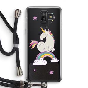 CaseCompany Regenboog eenhoorn: Samsung Galaxy J8 (2018) Transparant Hoesje met koord