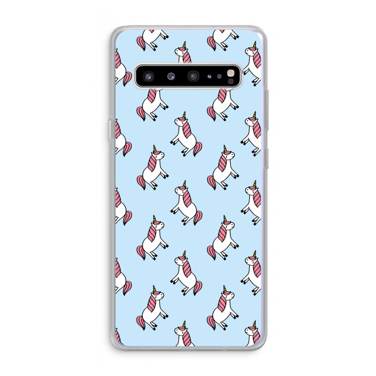 CaseCompany Eenhoorns overal: Samsung Galaxy S10 5G Transparant Hoesje