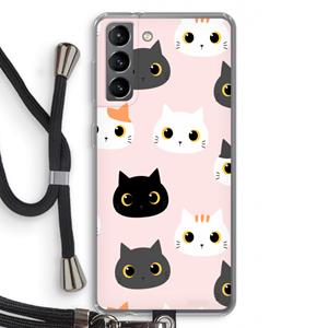 CaseCompany Katten: Samsung Galaxy S21 Transparant Hoesje met koord