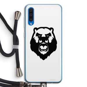 CaseCompany Angry Bear (white): Samsung Galaxy A50 Transparant Hoesje met koord