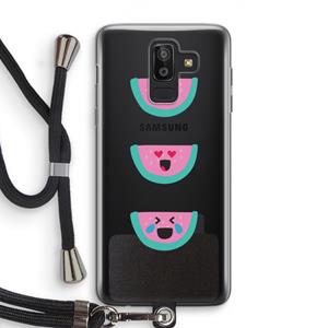 CaseCompany Smiley watermeloen: Samsung Galaxy J8 (2018) Transparant Hoesje met koord