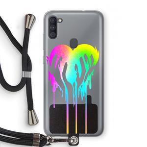 CaseCompany Hold My Heart: Samsung Galaxy A11 Transparant Hoesje met koord