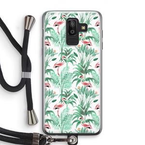 CaseCompany Flamingo bladeren: Samsung Galaxy J8 (2018) Transparant Hoesje met koord
