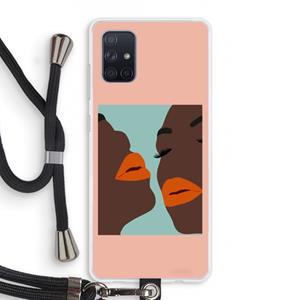 CaseCompany Orange lips: Samsung Galaxy A71 Transparant Hoesje met koord