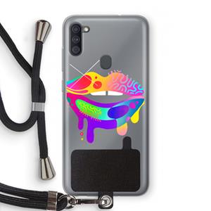 CaseCompany Lip Palette: Samsung Galaxy A11 Transparant Hoesje met koord