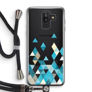 CaseCompany Gekleurde driehoekjes blauw: Samsung Galaxy J8 (2018) Transparant Hoesje met koord