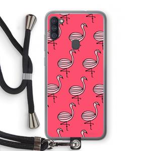 CaseCompany Flamingo: Samsung Galaxy A11 Transparant Hoesje met koord