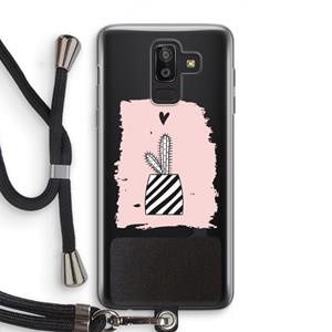 CaseCompany Zwart-wit cactus: Samsung Galaxy J8 (2018) Transparant Hoesje met koord