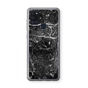 CaseCompany Zwart marmer: Samsung Galaxy A21s Transparant Hoesje
