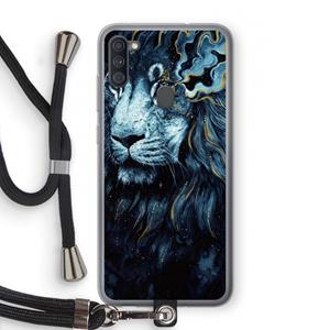 CaseCompany Darkness Lion: Samsung Galaxy A11 Transparant Hoesje met koord