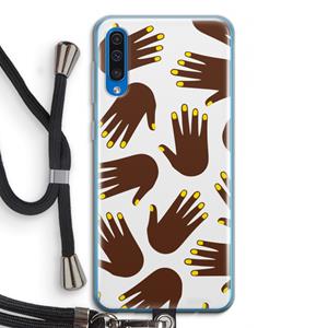CaseCompany Hands dark: Samsung Galaxy A50 Transparant Hoesje met koord