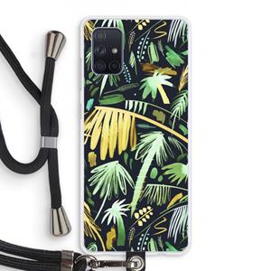 CaseCompany Tropical Palms Dark: Samsung Galaxy A71 Transparant Hoesje met koord