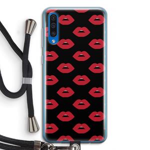 CaseCompany Lips: Samsung Galaxy A50 Transparant Hoesje met koord
