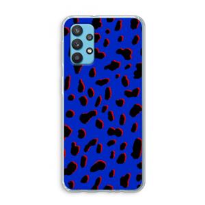 CaseCompany Blue Leopard: Samsung Galaxy A32 4G Transparant Hoesje