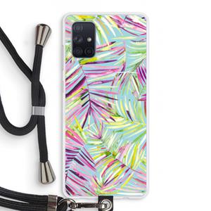 CaseCompany Tropical Palms Blue: Samsung Galaxy A71 Transparant Hoesje met koord