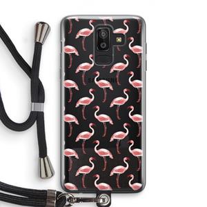 CaseCompany Flamingoprint groen: Samsung Galaxy J8 (2018) Transparant Hoesje met koord