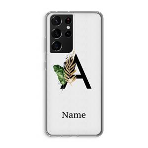 CaseCompany Charcoal Flora: Samsung Galaxy S21 Ultra Transparant Hoesje