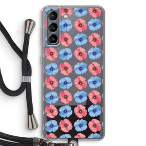 CaseCompany Klaproosjes: Samsung Galaxy S21 Transparant Hoesje met koord