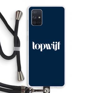 CaseCompany Topwijf Navy: Samsung Galaxy A71 Transparant Hoesje met koord