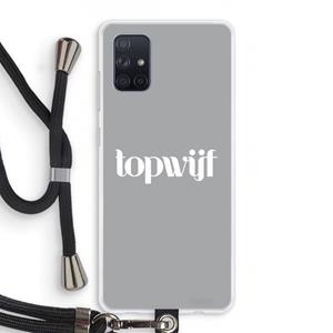 CaseCompany Topwijf Grijs Wit: Samsung Galaxy A71 Transparant Hoesje met koord