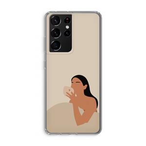CaseCompany Fresh coffee: Samsung Galaxy S21 Ultra Transparant Hoesje