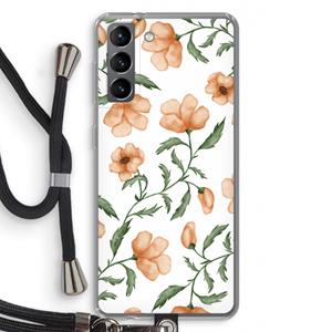 CaseCompany Peachy flowers: Samsung Galaxy S21 Transparant Hoesje met koord