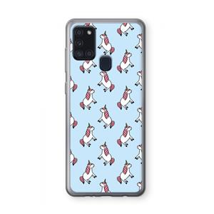 CaseCompany Eenhoorns overal: Samsung Galaxy A21s Transparant Hoesje