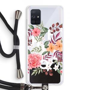 CaseCompany Hello in flowers: Samsung Galaxy A71 Transparant Hoesje met koord