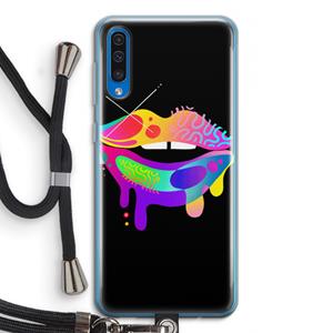 CaseCompany Lip Palette: Samsung Galaxy A50 Transparant Hoesje met koord