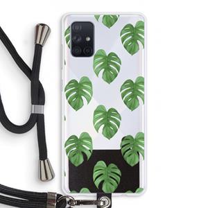 CaseCompany Monstera leaves: Samsung Galaxy A71 Transparant Hoesje met koord