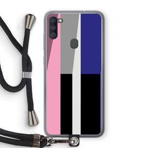 CaseCompany Gestalte 4: Samsung Galaxy A11 Transparant Hoesje met koord