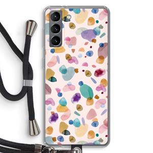 CaseCompany Terrazzo Memphis Pink: Samsung Galaxy S21 Transparant Hoesje met koord