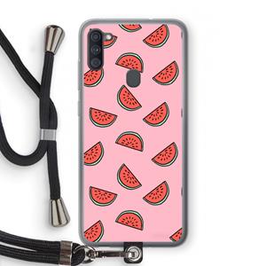 CaseCompany Watermeloen: Samsung Galaxy A11 Transparant Hoesje met koord