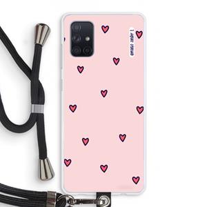 CaseCompany Hartjes: Samsung Galaxy A71 Transparant Hoesje met koord