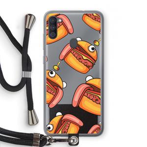 CaseCompany Hamburger: Samsung Galaxy A11 Transparant Hoesje met koord