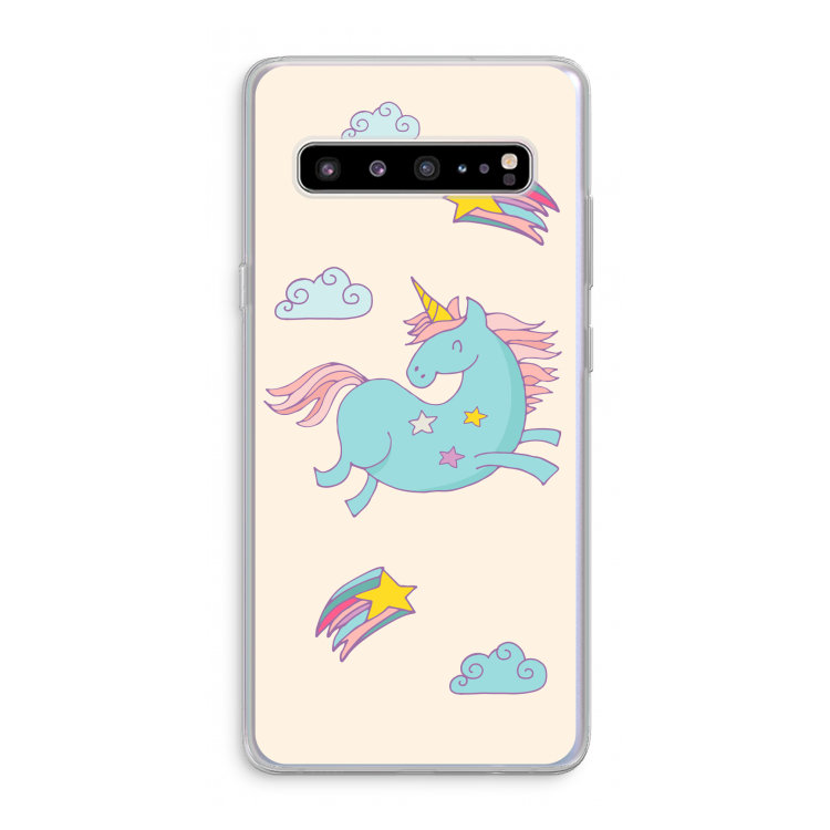 CaseCompany Vliegende eenhoorn: Samsung Galaxy S10 5G Transparant Hoesje